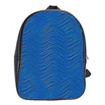 Blue Wave Abstract Texture Seamless School Bag (Large) Front