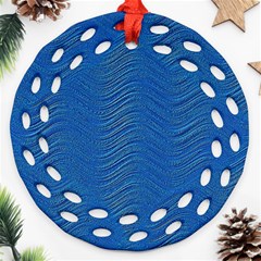 Blue Wave Abstract Texture Seamless Ornament (round Filigree)