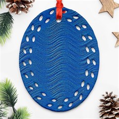 Blue Wave Abstract Texture Seamless Oval Filigree Ornament (two Sides)