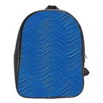 Blue Wave Abstract Texture Seamless School Bag (XL) Front