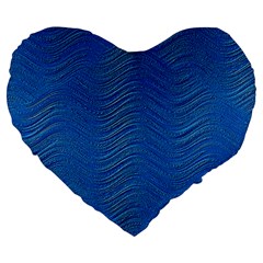 Blue Wave Abstract Texture Seamless Large 19  Premium Flano Heart Shape Cushions by Loisa77