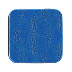 Blue Wave Abstract Texture Seamless Square Metal Box (black) by Loisa77