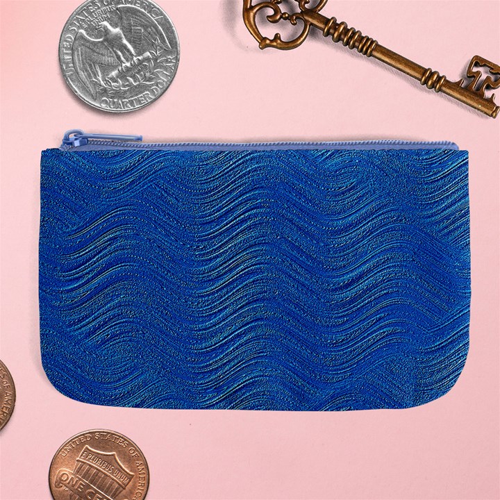 Blue Wave Abstract Texture Seamless Large Coin Purse