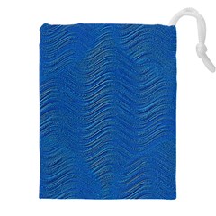 Blue Wave Abstract Texture Seamless Drawstring Pouch (5xl) by Loisa77