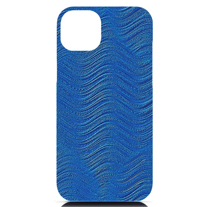 Blue Wave Abstract Texture Seamless iPhone 14 Plus Black UV Print Case