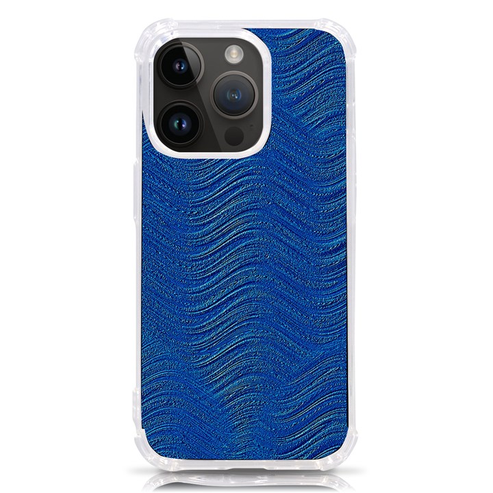 Blue Wave Abstract Texture Seamless iPhone 14 Pro TPU UV Print Case