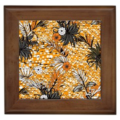 Leaf Yellow Point Flower White Framed Tile by Loisa77