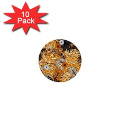 Leaf Yellow Point Flower White 1  Mini Buttons (10 Pack)  by Loisa77