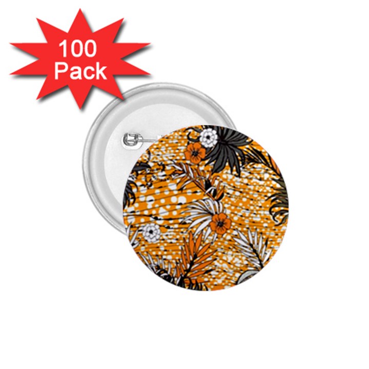 Leaf Yellow Point Flower White 1.75  Buttons (100 pack) 