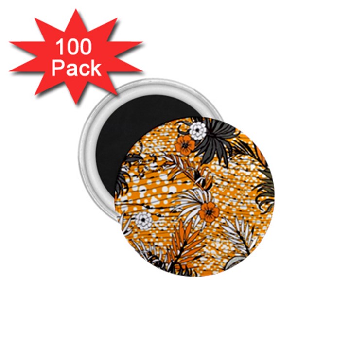 Leaf Yellow Point Flower White 1.75  Magnets (100 pack) 