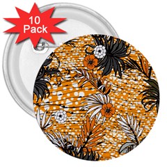 Leaf Yellow Point Flower White 3  Buttons (10 Pack)  by Loisa77