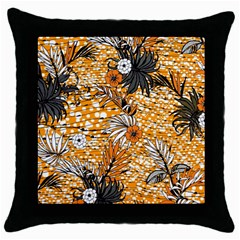 Leaf Yellow Point Flower White Throw Pillow Case (black) by Loisa77