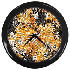 Leaf Yellow Point Flower White Wall Clock (black) by Loisa77