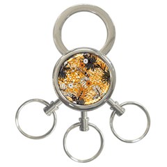 Leaf Yellow Point Flower White 3-ring Key Chain by Loisa77