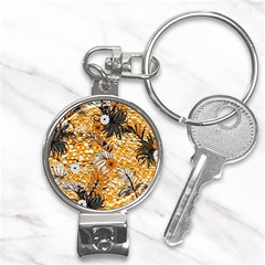 Leaf Yellow Point Flower White Nail Clippers Key Chain by Loisa77