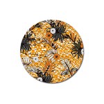 Leaf Yellow Point Flower White Magnet 3  (Round) Front