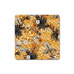 Leaf Yellow Point Flower White Square Magnet Front