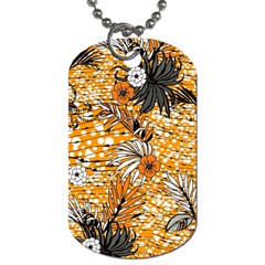 Leaf Yellow Point Flower White Dog Tag (one Side) by Loisa77