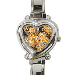 Leaf Yellow Point Flower White Heart Italian Charm Watch by Loisa77