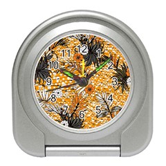 Leaf Yellow Point Flower White Travel Alarm Clock by Loisa77