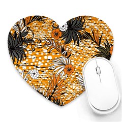 Leaf Yellow Point Flower White Heart Mousepad by Loisa77