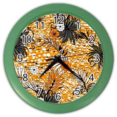 Leaf Yellow Point Flower White Color Wall Clock by Loisa77