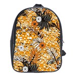 Leaf Yellow Point Flower White School Bag (Large) Front