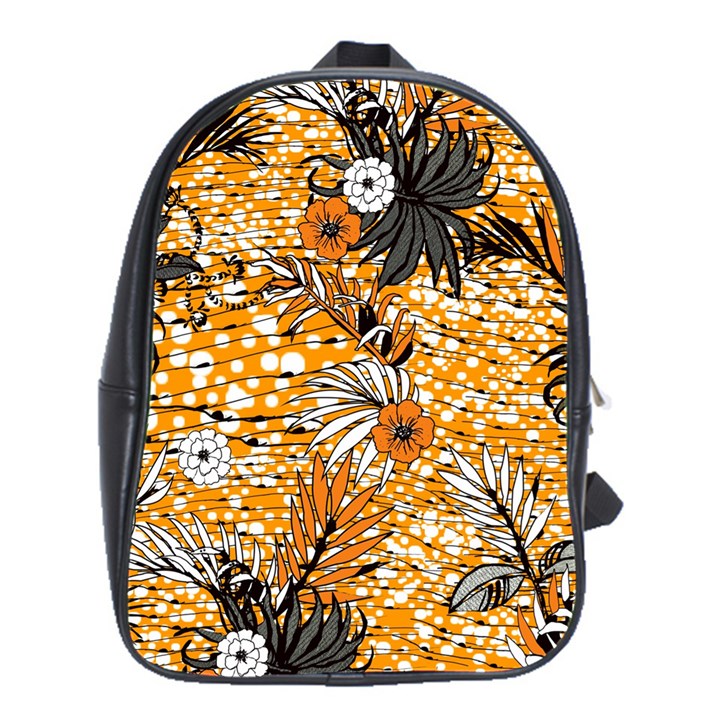 Leaf Yellow Point Flower White School Bag (Large)