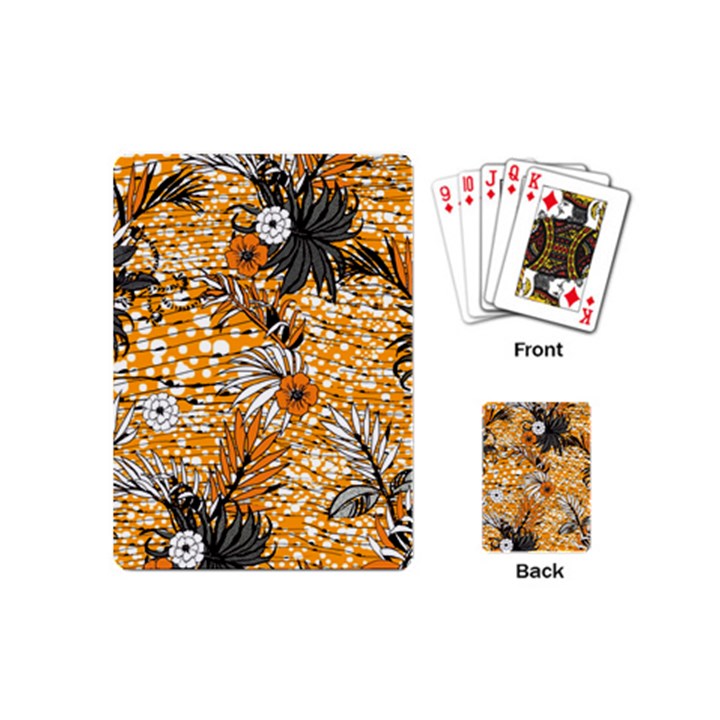 Leaf Yellow Point Flower White Playing Cards Single Design (Mini)