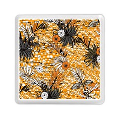 Leaf Yellow Point Flower White Memory Card Reader (square) by Loisa77