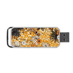 Leaf Yellow Point Flower White Portable Usb Flash (one Side) by Loisa77