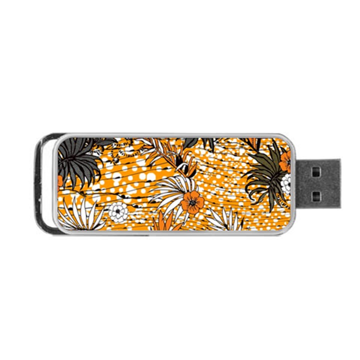 Leaf Yellow Point Flower White Portable USB Flash (One Side)