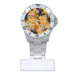 Leaf Yellow Point Flower White Plastic Nurses Watch by Loisa77