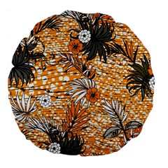 Leaf Yellow Point Flower White Large 18  Premium Flano Round Cushions by Loisa77