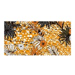 Leaf Yellow Point Flower White Satin Wrap 35  x 70  Front