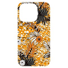 Leaf Yellow Point Flower White Iphone 14 Pro Black Uv Print Case by Loisa77