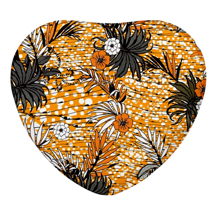 Leaf Yellow Point Flower White Heart Glass Fridge Magnet (4 pack)