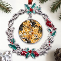 Leaf Yellow Point Flower White Metal X mas Wreath Holly Leaf Ornament by Loisa77