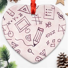 Background Pattern Doodle Wallpaper Heart Ornament (two Sides)