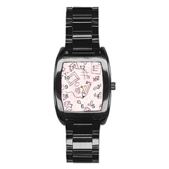 Background Pattern Doodle Wallpaper Stainless Steel Barrel Watch by Loisa77