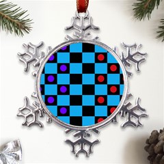 Background Pattern Geometric Game Metal Large Snowflake Ornament by Loisa77