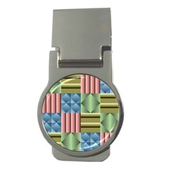 Patchwork Tile Pattern Mosaic Money Clips (round)  by Loisa77