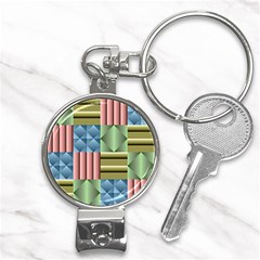 Patchwork Tile Pattern Mosaic Nail Clippers Key Chain by Loisa77