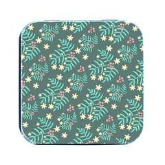 Illustration Pattern Seamless Square Metal Box (black)