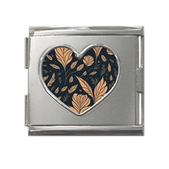 Background Pattern Leaves Texture Mega Link Heart Italian Charm (18mm)