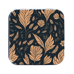 Background Pattern Leaves Texture Square Metal Box (black)