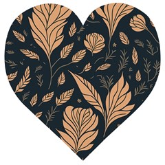 Background Pattern Leaves Texture Wooden Puzzle Heart by Loisa77