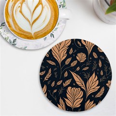 Background Pattern Leaves Texture Uv Print Round Tile Coaster by Loisa77