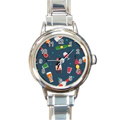 Pattern Seamless Background Texture Round Italian Charm Watch by Loisa77