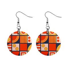 Square Shapes Pattern Design Mini Button Earrings by Loisa77